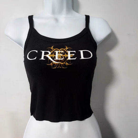 Creed band crop top Creed tank top Creed shirt fitted gold metallic vinyl - Picture 3 of 4